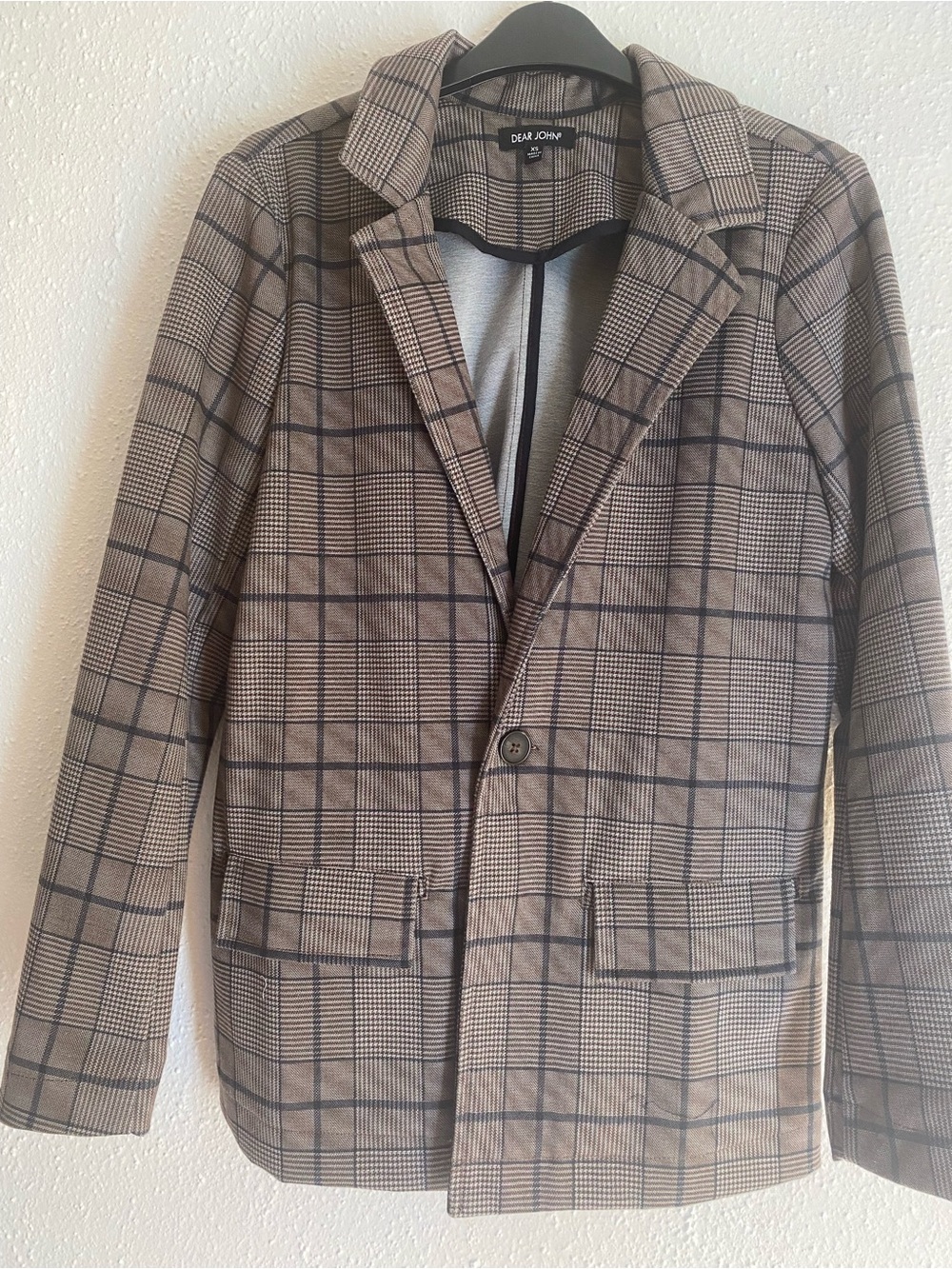 Dear John Taupe and Black Glen Plaid Blazer